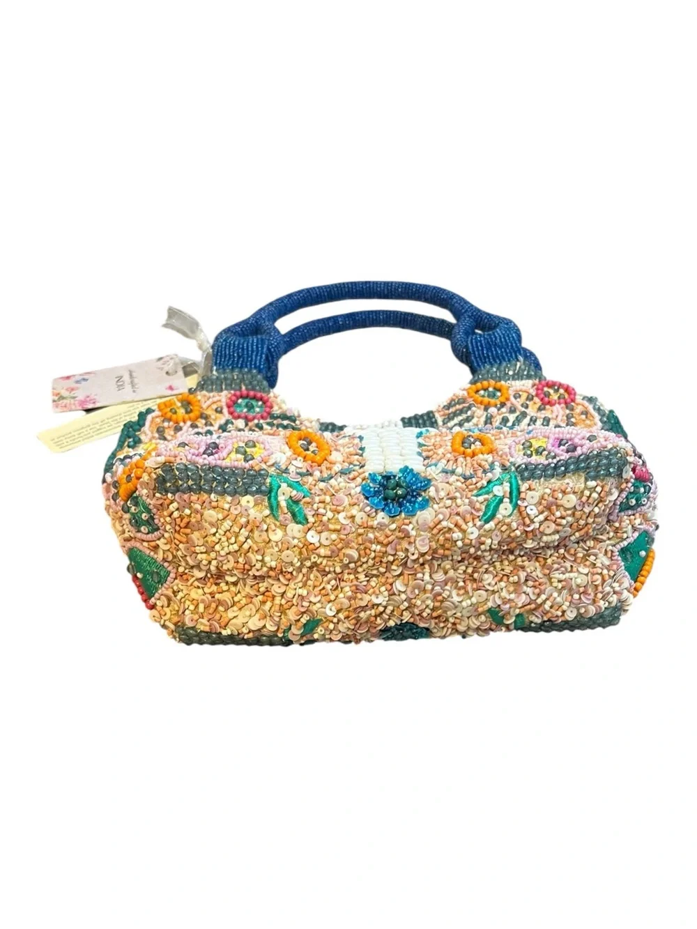 Handcrafted in India Colorful Beaded Floral Mini Hobo Bag